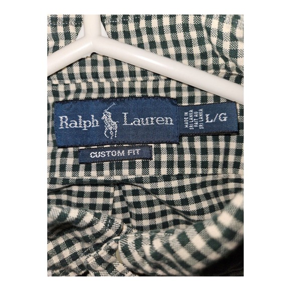 Ralph Lauren Button Down Shirt Large Men's Green Gingham Check Long Sleeve VGT - Picture 2 of 7